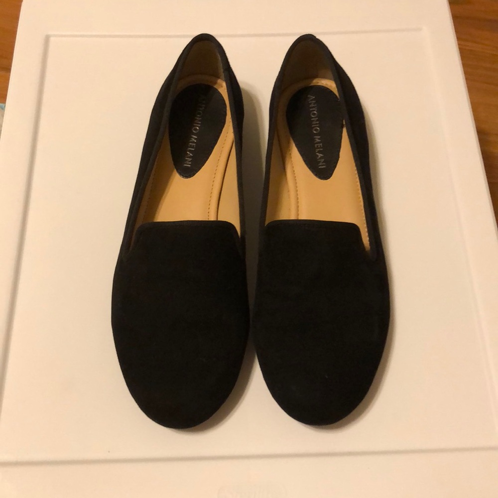 Black suede Antonio Melani loafers